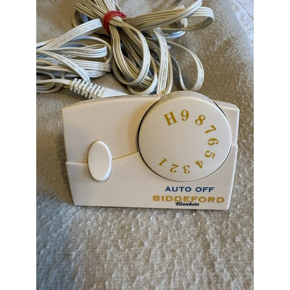 Vtg Biddeford Heated Blanket Queen Beige Dual Controllers Acrylic 82”W X 88”L